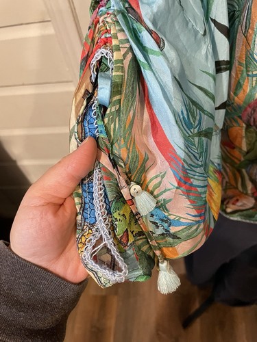 Johnny Was 100 % Seide tropische Vögel Blumen Tunika Bluse Damen Small $ 250 - Bild 3 von 12