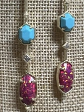Kendra Scott Charmian Earrings Turquoise and Ellie Fuchsia  Kyocera Opal Stone