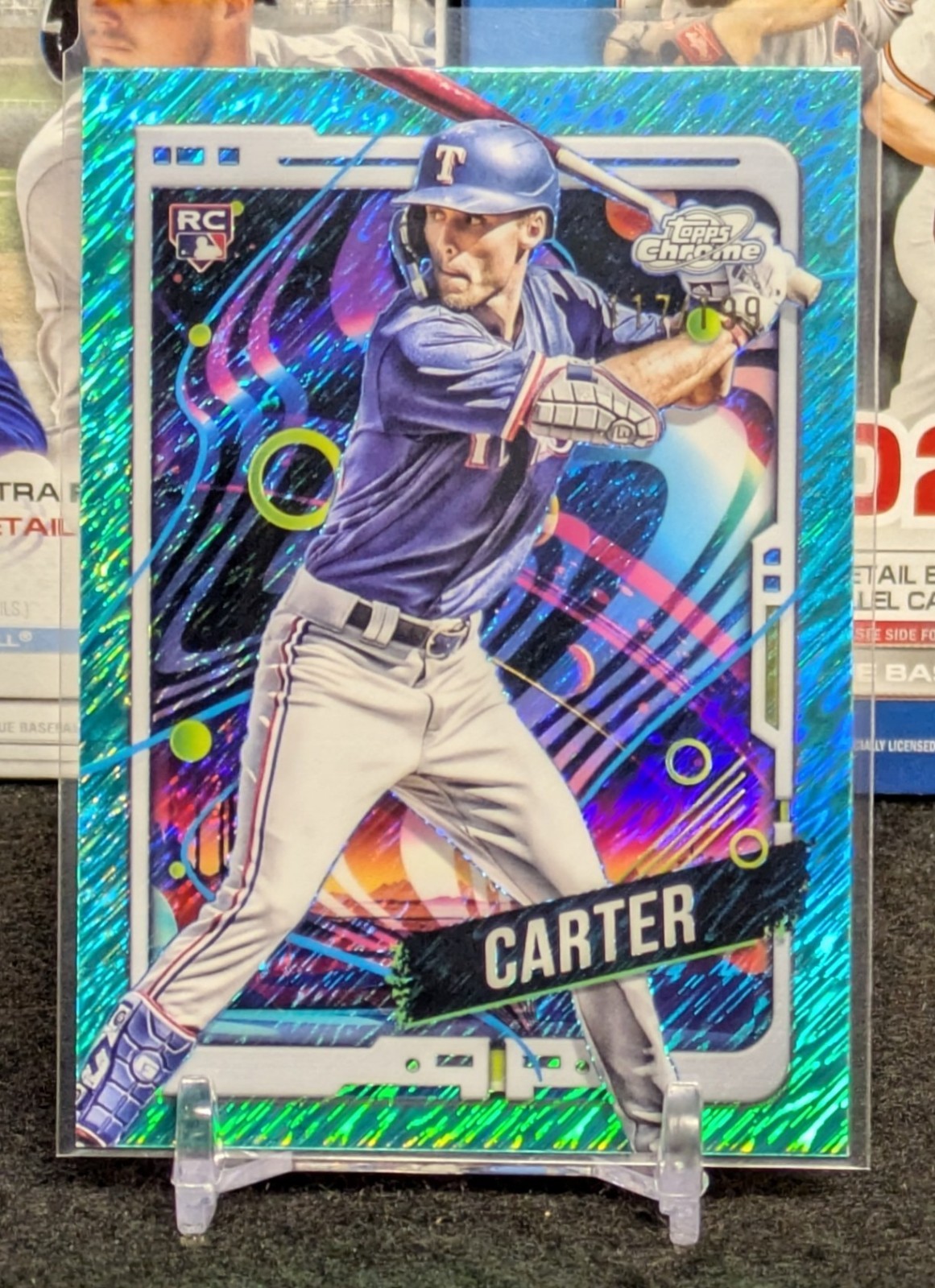 2024 Topps Cosmic Chrome Evan Carter Aqua Refractor /199 RC Rookie Parallel #32