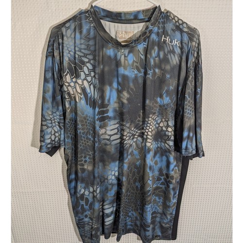 Huk Kryptek Camo Fishing Shirt XL Blue Short Sleeve Performance UPF Outdoor - Picture 1 of 2
