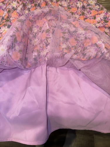 Girls' Short Sleeve Open Back Organza Floral Dress - Cat & Jack Purple XL(14). Z - Picture 3 of 8