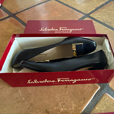 VTG Salvatore Ferragamo Tetide Lizard Calf Leather Pumps Buckle Heels 10 AAAA