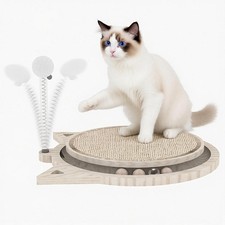 Cat Scratcher Board with Natural Sisal Interactive Cat Track Toy with Spring ...