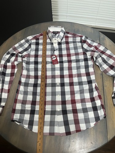 Express Men’s Button Up Long Sleeve Fitted Plaid Dress Shirt medium 15-15.5 - Picture 12 of 12
