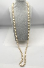 Vintage long faux pearl beaded necklace