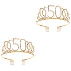  2 Count Birthday Crown Set for Girls Women Bride 50th Gifts Tiara