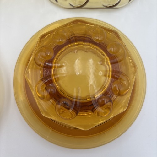 Vintage L E Smith Amber Topaz Glass Canister Set of 2 with Lids - 6.5" & 9" Jars - Picture 7 of 12