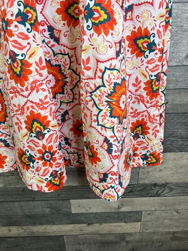 Boden Midirock Gr. UK 12 elfenbein orange Blumen geometrisches Muster Bloomsbury Pull On - Bild 6 von 13