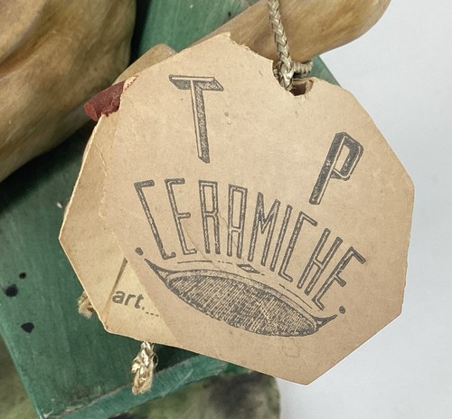 TP Ceramiche signiert von Poli Mann auf Bank mit Vögeln Figur Handarbeit Italien - Bild 4 von 13