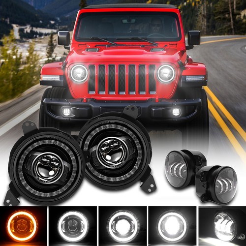 Combo de 2 faros antiniebla LED halo para Jeep Wrangler JL JLU Gladiator 2018+ - Imagen 1 de 24