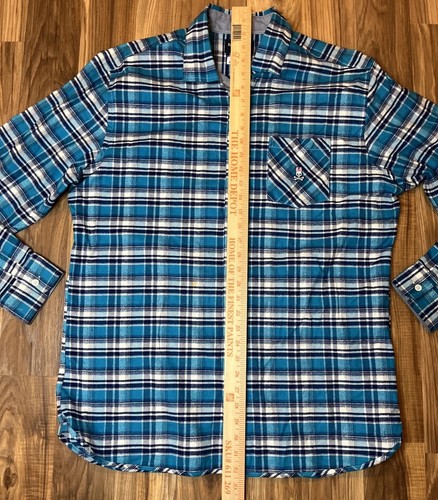 Psycho Bunny Flannel Button Up Shirt Men’s XL Long Sleeve Blue Plaid - Picture 7 of 8