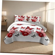 XinYunKeJiShop Juego de edred n floral bohemio de 4 Queen 90x90in Rojo