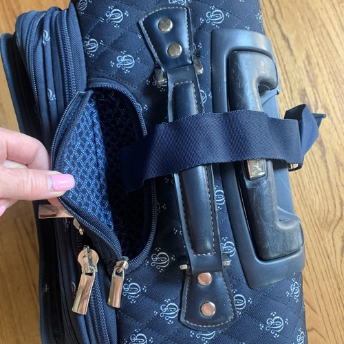 Vera Bradley Retired NANTUCKET NAVY 21” Rolling Carry On Suitcase Quilted - Picture 8 of 17