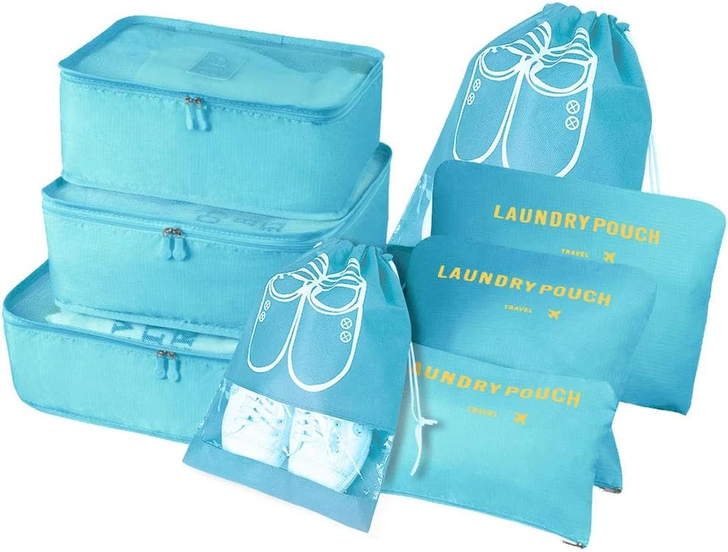 Set organizer per valigie da 4 pezzi, borsa da viaggio a compressione, cubi da viaggio con doppia cerniera, valigia e zaino da viaggio | Leroy Merlin