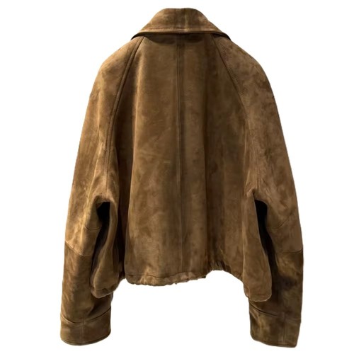 Women's Brown Real Suede Leather Jacket Zip Front Drawstring Casual Wear Jacket - Picture 2 of 10
