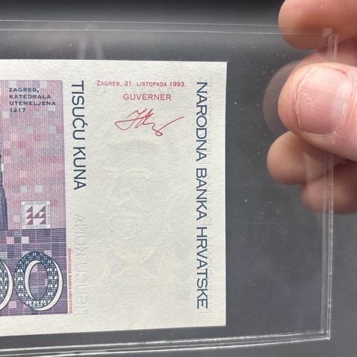 Croatia, 1000 Kuna, 1993, UNC, Highest Denomination, Pre-Euro A5399971E - Picture 7 of 14