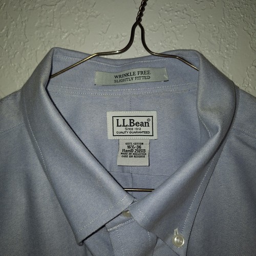 LL Bean Shirt Mens 16 1/2-36 Blue Oxford Cotton Button Down Long Sleeve - Picture 4 of 7