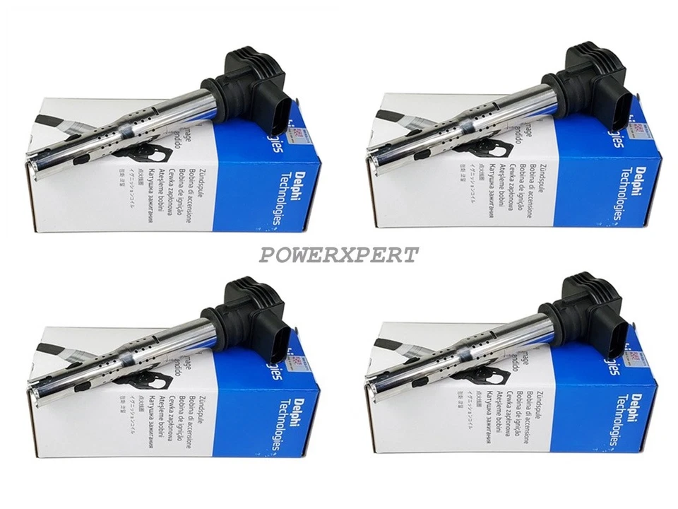 Conjunto de bobina de encendido Delphi 2007-2009 para AUDI A4 VW Passat L4 2,0 L 4 piezas OEM Foto 3 de 4