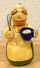 Vintage Rare HTF S. Greenleaf Chef Pig 3" Gypsum Figurine Ornament