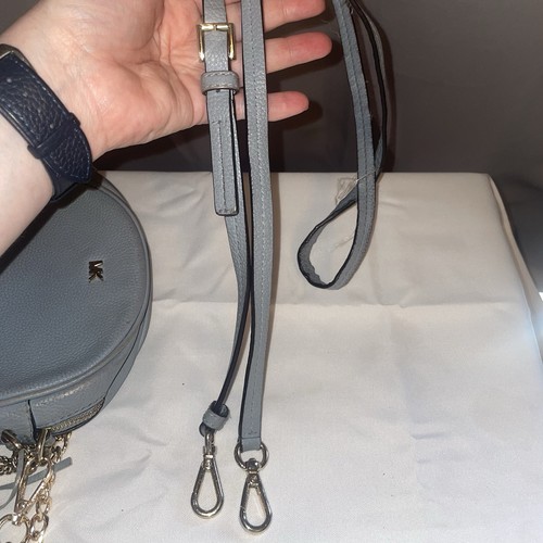 Michael Kors Leder Canteen hellblau/gold Crossbody Delaney Tasche Handtasche Quaste - Bild 11 von 18