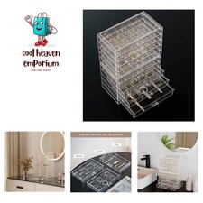 Acrylic Earrings Holder Organizer Box, Large Clear Earring Jewelry Storage Tr...