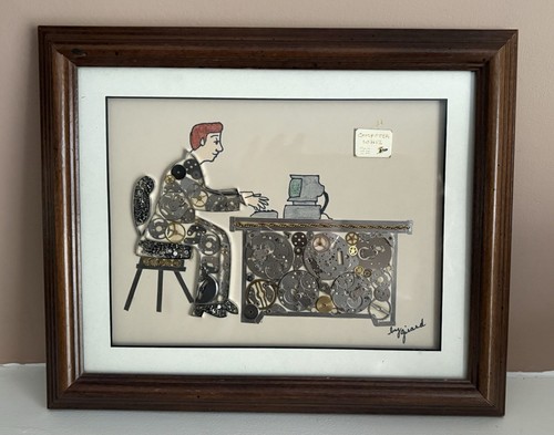 Vintage Girard Uhrenteile Bild funktioniert Computer Sammlerstück Steampunk Kunst