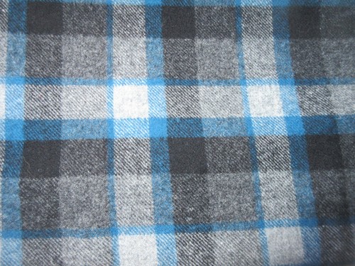 100% Wool Gray Blue Black Plaid 60" x 33" Light Shirt Weight A few Pin Holes - Picture 1 of 3