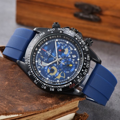 Herren Sport Chronograph Tachymeter Datumsanzeige mit Silikonarmband Uhr - Bild 7 von 34