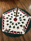 Handmade Quilted Christmas Tree Skirt Train Trees Farmhouse Country Primitive
