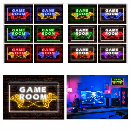 Dual Color Two Tone illuminated Neon Sign Game Room Man Cave Player Home Decor - Picture 2 of 25