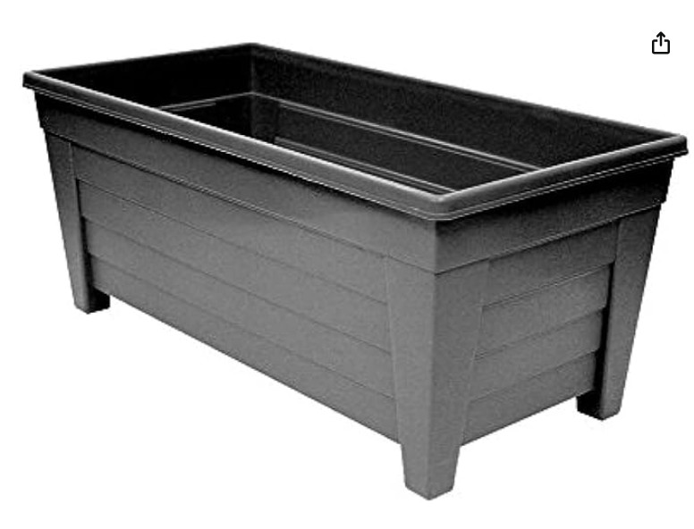 Extra Long Plant Pot Trough Plastic Planter For Outdoor Garden Hollow 55cm Ebony