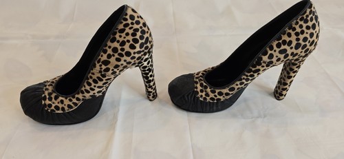 Gianni Barbato heels 35.5 / 5 US leopard pony hair NEW W/ BOX - Picture 8 of 21