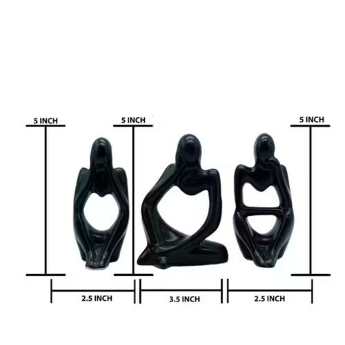 Conjunto de 3 estatua de arte moderno Thinker Men escultura (negro, 4,5 pulgadas) - Imagen 2 de 4