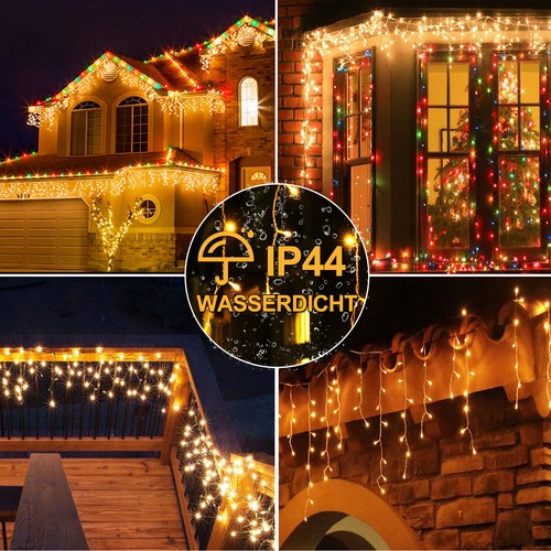 Eisregen Lichterkette Außen warmweiß LED Weihnachtsbeleuchtung 5/10/15M m/Timer - Bild 7 von 20