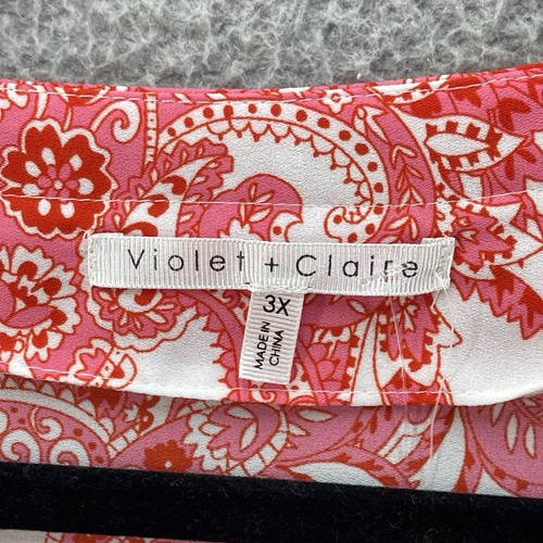 Violet+Claire Plus Size Peasant Top Women 3X Paisley Hot Pink Cottagecore Girly - Picture 9 of 16