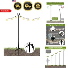 Heavy Duty Garden Light Stand Pole for Outdoor String Lights 10 FT Adjustable