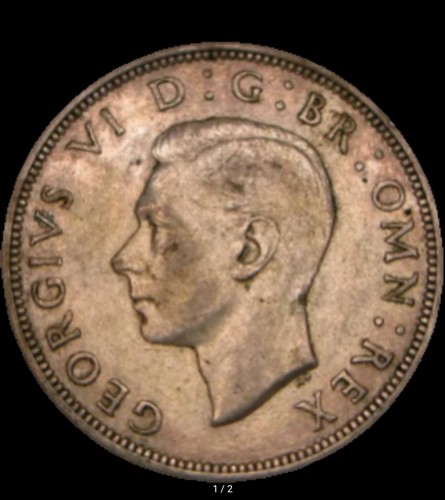 GREAT BRITAIN 1/2 Crown 1945 - Silver 0.5 - George VI - XF - Picture 2 of 3