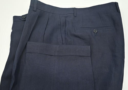 PRISTINE Salvatore Ferragamo 100% Linen Dark Blue Dress Pants Trousers 38W 38X33 - Picture 4 of 4