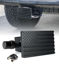 Trailer Hitch Cover 2" Inch Aluminum Tow Rear Receivers U.S. Flag with Lock Keys