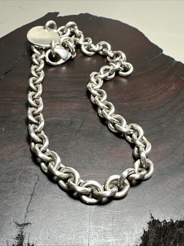 TIFFANY Sterling Silver ‘Please Return To’ Oval Tag 15.5” Choker Necklace 52.7g - Picture 6 of 6