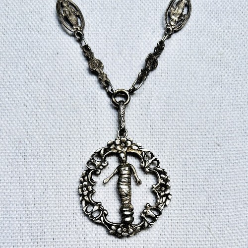 Antique Sterling Peruzzi Cross Sterling Silver Ornate 32.96 Grams Chain 31”