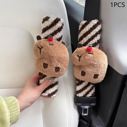 Cute Plush Capybara Car Seat Belt Decorative Anti-strangle Shoulder Covers Gifts - Picture 2 of 7
