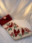 Red Cardinal Birds Christmas Stocking Cable Knit Embroidered