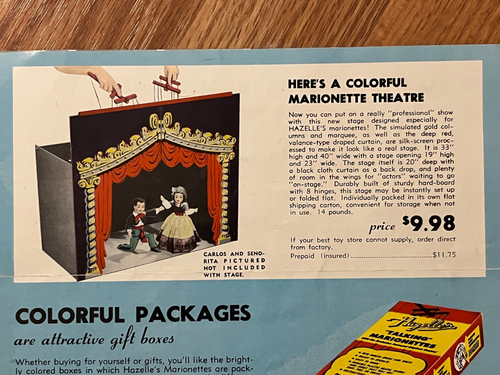 (3) RARE 1950-52 Original Hazelle's Marionette Product Brochures, VGC - Picture 4 of 4