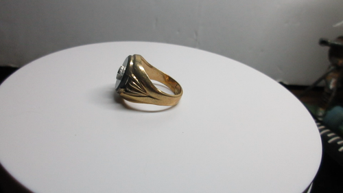 Anillo de hombre vintage relleno de oro de 10k forma ovalada de ónix negro piedra faltante talla 10 - Vídeo 1 de 1