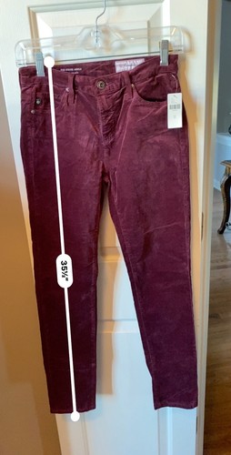 Adriano Goldschmied AG Velvet The Stevie Ankle Slim Straight Jeans Sz 25 Maroon - Picture 5 of 5