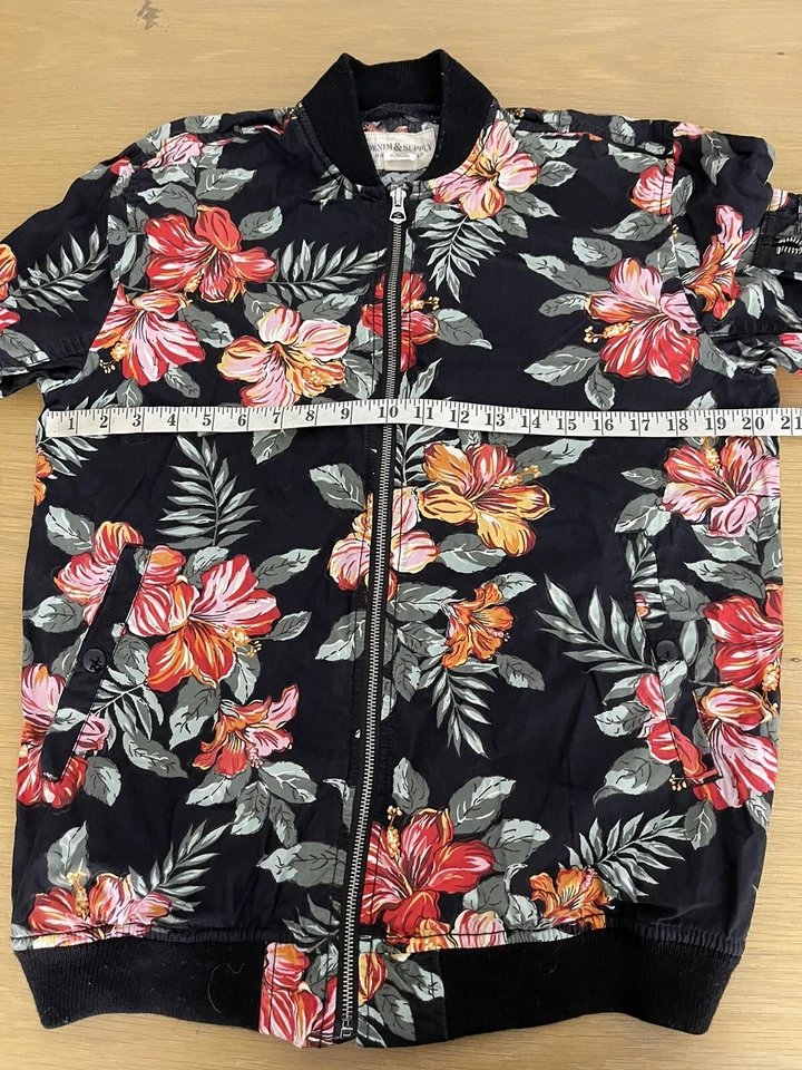 Ralph Lauren X-Pequeña Chaqueta Bomber Floral Abrigo Flores Negro Rosa De Colección Hawaii XS Foto 4 de 4