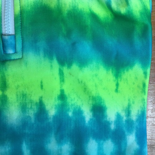 Under Armour Girls Neon Bright Blue Green Long Sleeve Rashguard Swimsuit - Picture 12 of 20
