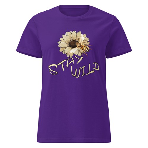 STAY WILD Fun Sunflower Minimalist Cute BOHO top Womens Basic Essential t-shirt - Picture 6 of 10