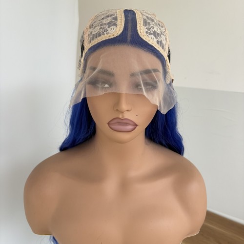 Heat Resistant Synthetic Hair Blue HD T Lace Front Wig Long Wavy Women Layered - Picture 5 of 9